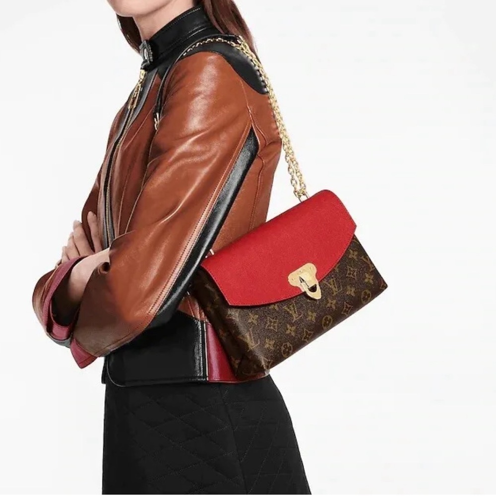 LOUIS VUITTON SAINT PLACIDE RED MONOGRAM CANVAS AND CALF LEATHER AUTHENTIC - Picture 4 of 6